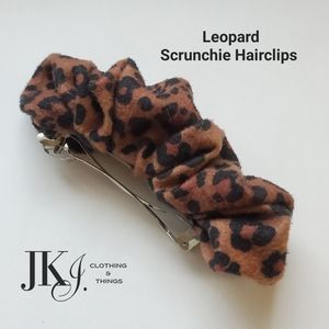 Leopard Brown Scrunchie Hairclips New Handmade NWOT
